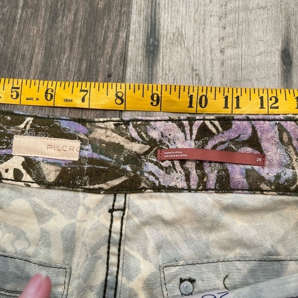 Pilcro & The Letterpress Anthropologie Wanderer Low Rise Sz 26 Gold Splatter - Picture 6 of 11